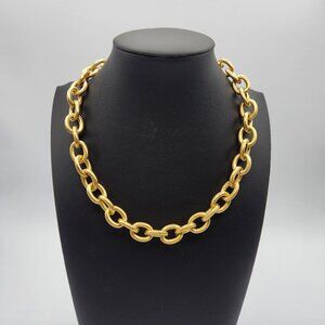 Gold plated staineless steel necklace  chunky textured links